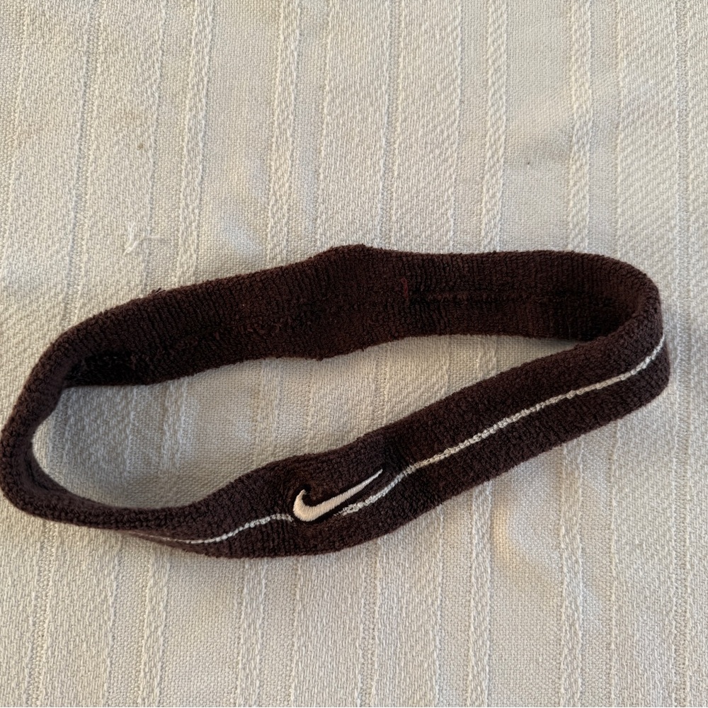 Nike Dark Brown Headband with White Logo